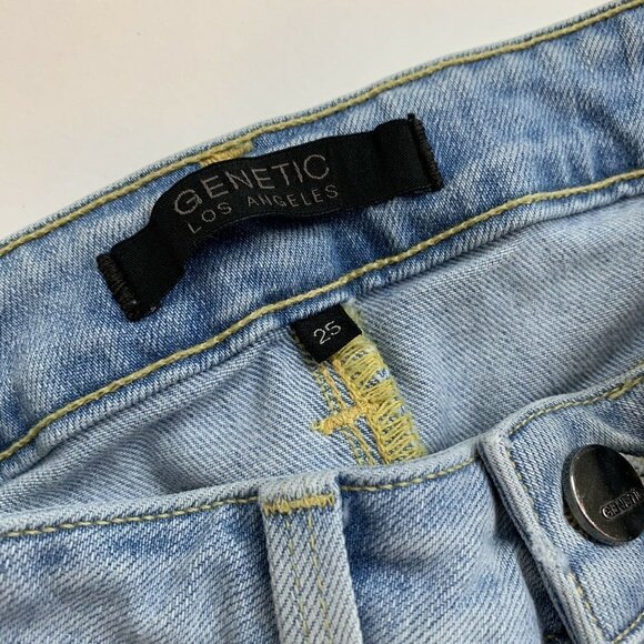 Genetic Los Angeles  Blue Daphne Skinny Jean Size 25 Distressed Raw Hem Women - Picture 5 of 11